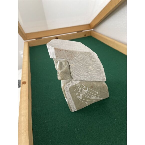 Signed Alabaster Native American Navajo Indian Sculpture Signed by J. KIEN - Picture 6 of 10